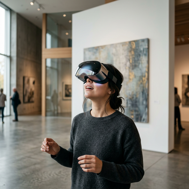 Person wearing a VR headset exploring a heritage site virtual tour